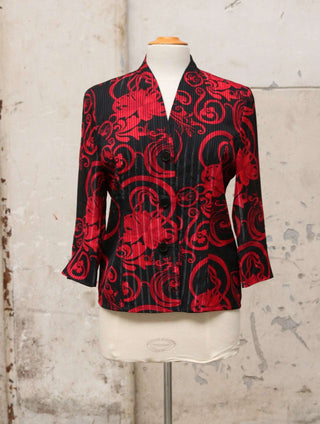 Rood/zwarte blouse met lurex - Maat M