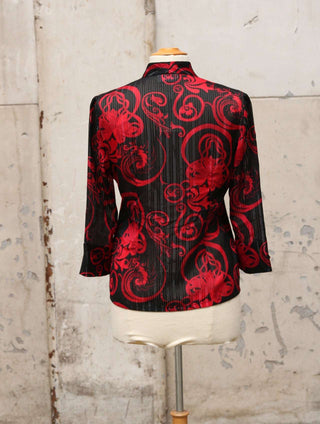 Rood/zwarte blouse met lurex - Maat M