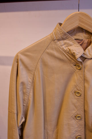 Beige leather jacket - Size L/XL