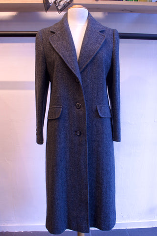 Tweed mantel met visgraatpatroon - Maat M