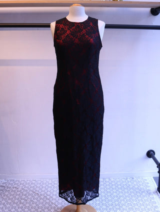 Rood met zwartkante jurk - Maat S/M