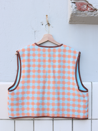 Reworked gilet blauw/oranje