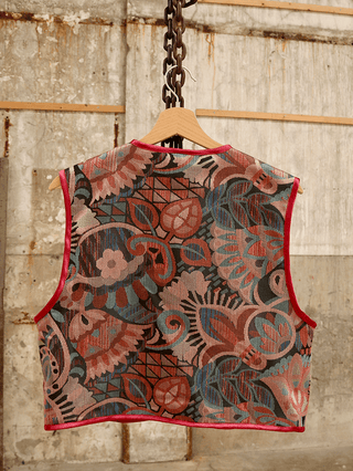 Reworked gilet bloemen & linnen