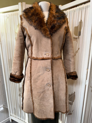 Suède jas faux fur - Maat M