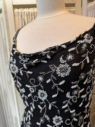 Silk beaded zwarte jurk - Maat L/XL