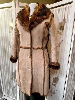 Suède jas faux fur - Maat M