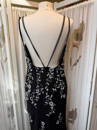 Silk beaded zwarte jurk - Maat L/XL