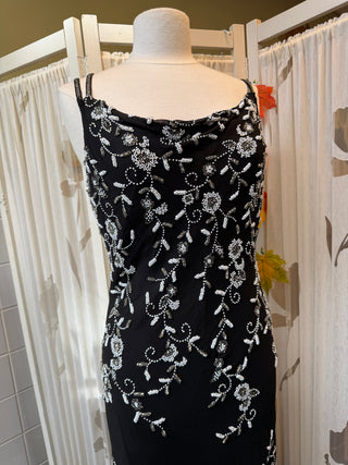 Silk beaded zwarte jurk - Maat L/XL