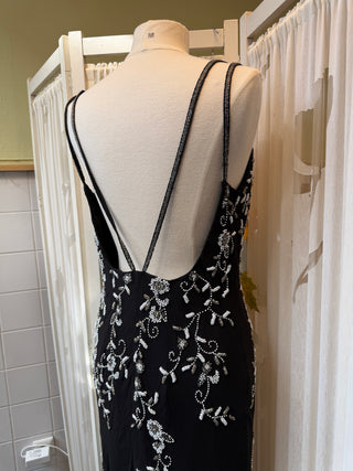 Silk beaded zwarte jurk - Maat L/XL