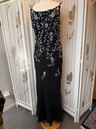 Silk beaded zwarte jurk - Maat L/XL
