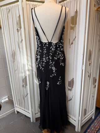 Silk beaded zwarte jurk - Maat L/XL