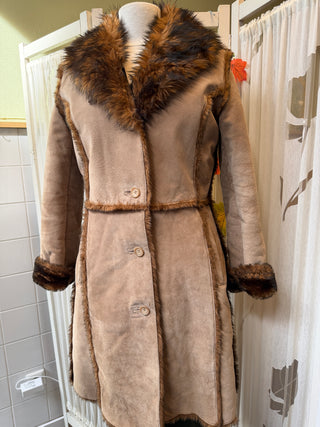 Suède jas faux fur - Maat M