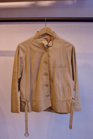 Beige leren jack - Maat L/XL