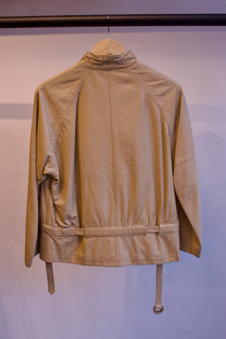 Beige leren jack - Maat L/XL