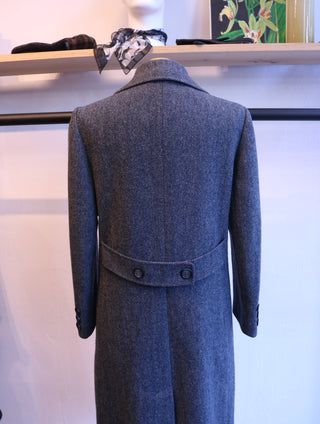 Tweed mantel met visgraatpatroon - Maat M