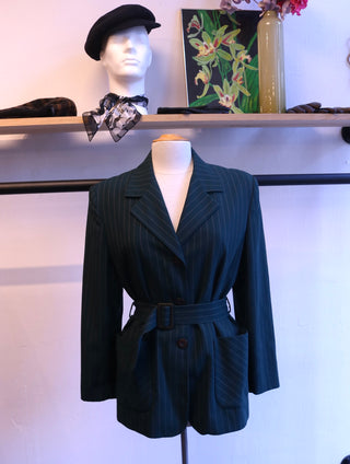 Petrol blazer met taille riem - Maat M