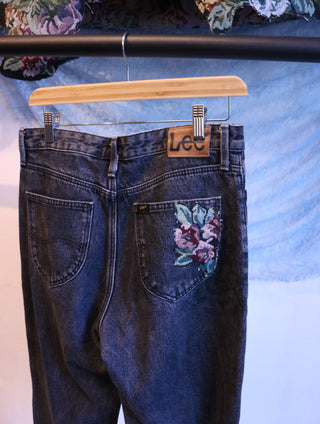Reworked Lee spijkerbroek bloem - Maat M