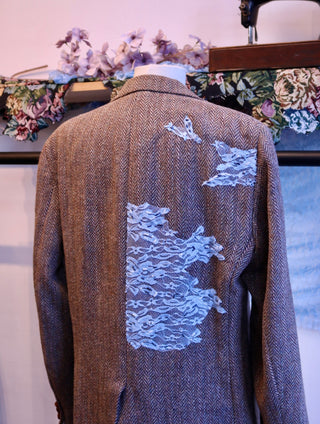 Reworked Harris Tweed kant en kraaltjes - Maat M