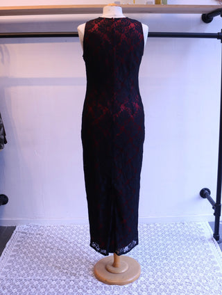 Rood met zwartkante jurk - Maat S/M