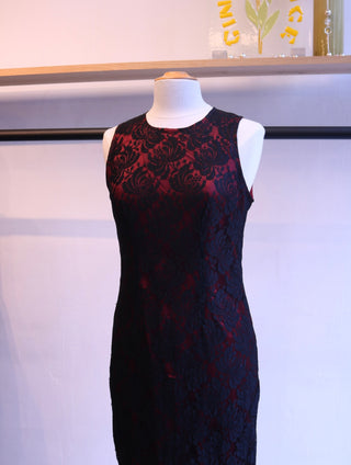 Rood met zwartkante jurk - Maat S/M