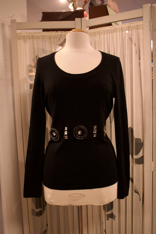 Zwarte top met taille detail - Maat L