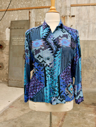 80's blouse met glitter - Maat L