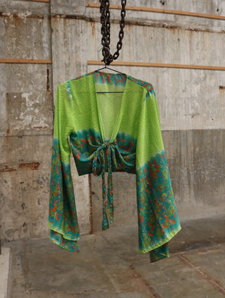 Wrap top groen/turquoise