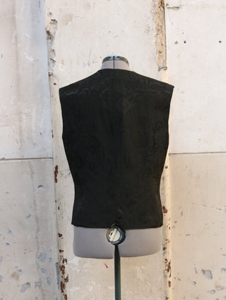 Zwart gilet met patroon - Maat L