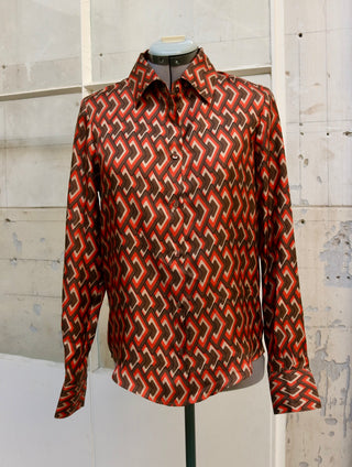 Blouse met 70s print - Maat S