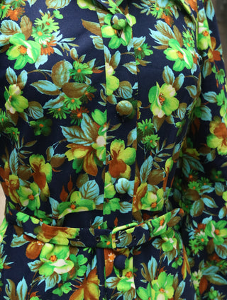 70s maxi jurk met bloemenprint - Maat S