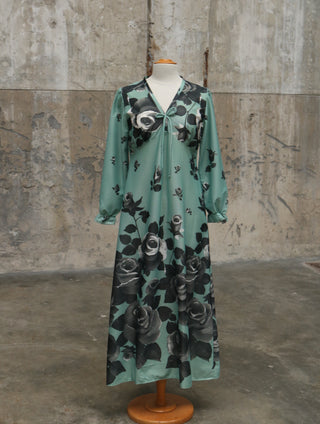 70s maxi jurk met bloemen - Maat M