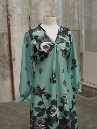 70s maxi jurk met bloemen - Maat M