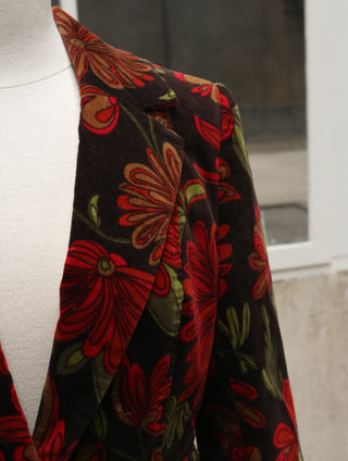 Velours blazer met bloemenprint - Maat S