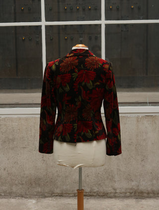 Velours blazer met bloemenprint - Maat S