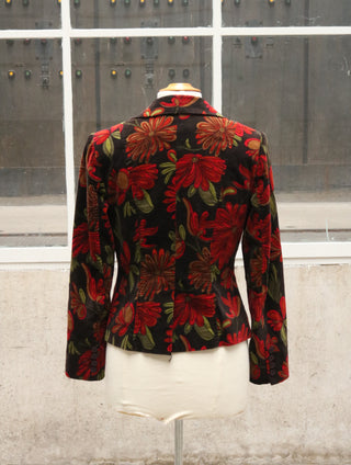 Velours blazer met bloemenprint - Maat S