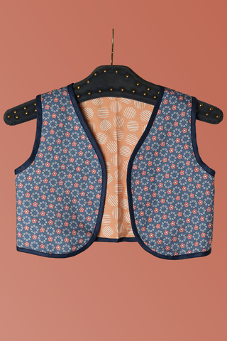 Gilet meisjes blauw/roze