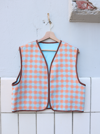 Reworked gilet blauw/oranje